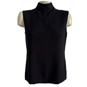 LINDA ALLARD ELLEN TRACY MOCK NECK BLACK SLEEVELESS BLOUSE TOP SZ 8